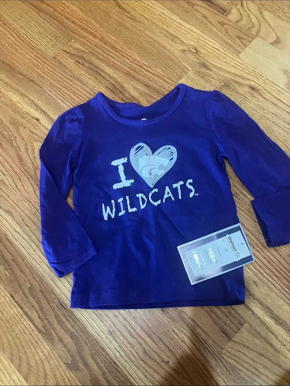 Girls' Kansas State Long-Sleeve Purple 'I Heart Wildcats' Graphic Tee Sz 2T NWT